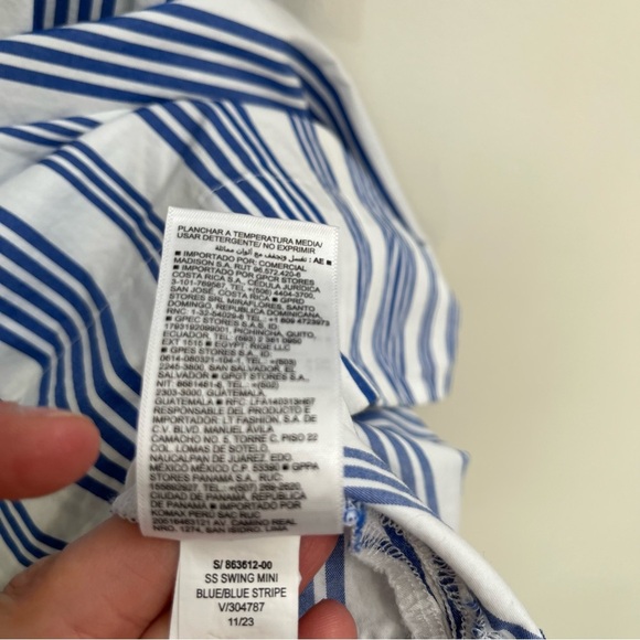 Old Navy Swing Mini Shirt Dress Blue White Stripe Short Sleeve Pockets Beach 2X - Picture 14 of 14